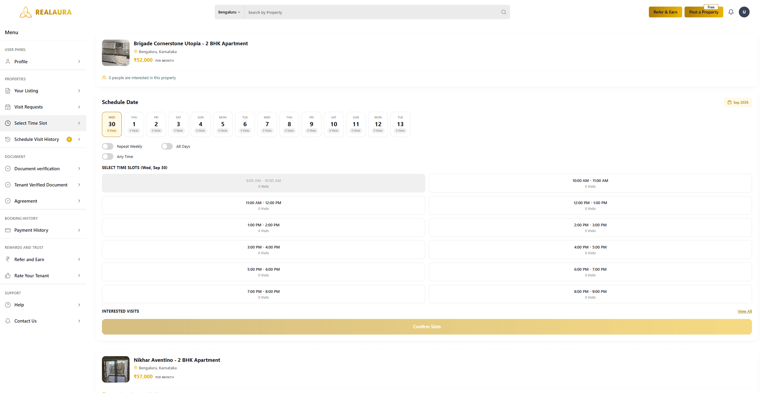 RealAura — owner allots time slots